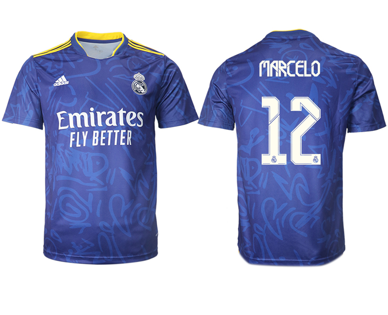 Men 2021-2022 Club Real Madrid away aaa version blue #12 Soccer Jersey->real madrid jersey->Soccer Club Jersey
